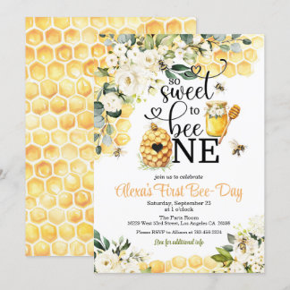 So Sweet to Bee One 1st Birthday Invitation Inbjudningar