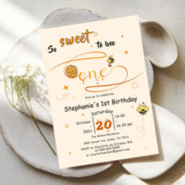 So Sweet To Bee One Cute Honey Bee 1st Birthday Inbjudningar