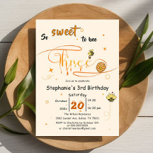 So Sweet To Bee Three Cute Honey Bee 3rd Birthday