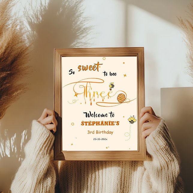 So Sweet To Bee Three Cute Honey Bee 3rd Birthday Poster (Skapare uppladdad)