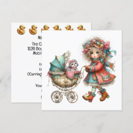 SO Vacker Baby Buggy Inbjudan Tema