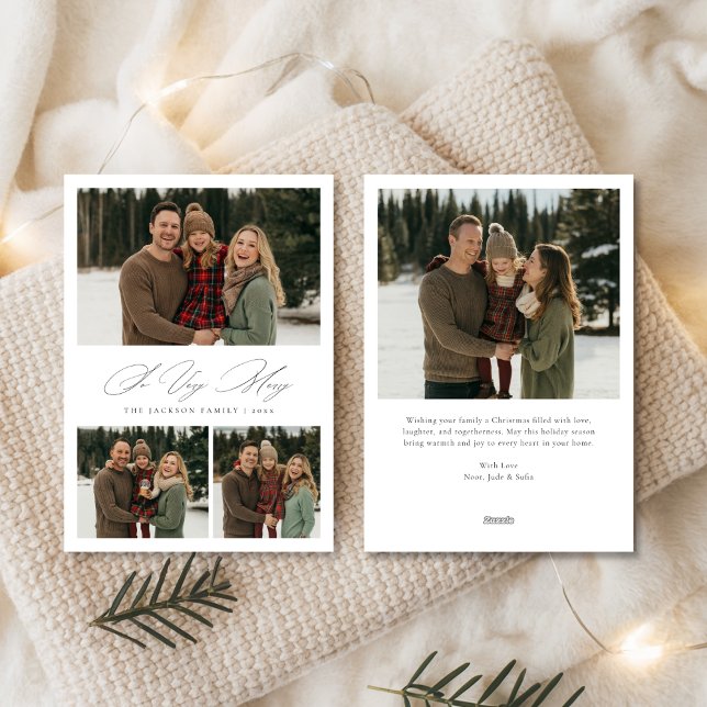  So Very Merry Elegant Script Joyful Family Photo Julkort (Skapare uppladdad)