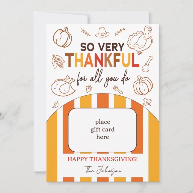 So Very Thankful Fall Thanksgiving Gift Card Holde Inbjudningar (Framsida)