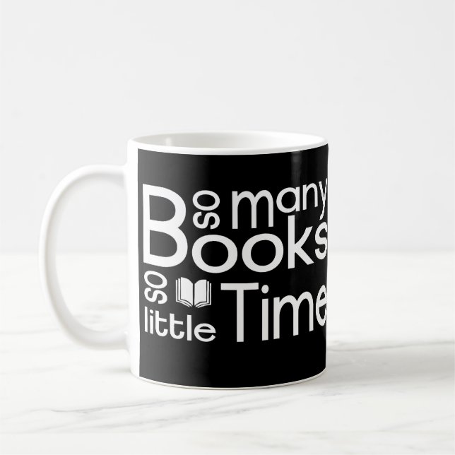 So viele Bücher so wenig Zeit - Bücherwurm Zitat Kaffemugg (Vänster)