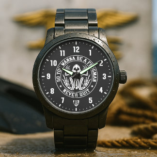 So You Wanna Be A Frogman "NEVER QUIT" Patch Black Armbandsur