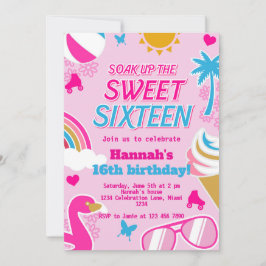 Soak upp den svenska födelsedagen 16 Bassäng Party Inbjudningar