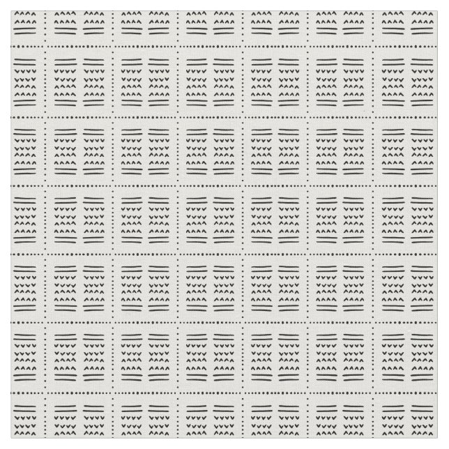 soala mudcloth ethnic arrow lines boho black white tyg (Närbild)