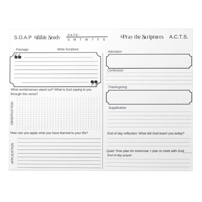 SOAP Bible Study Journal Anteckningsblock (Framsida)