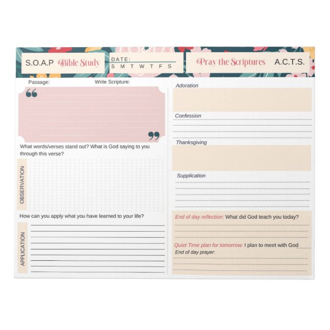 SOAP Bible Study Journal Anteckningsblock (Framsida)