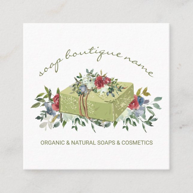Soap Boutique Grön traditionell Fyrkantigt Visitkort (Framsida)