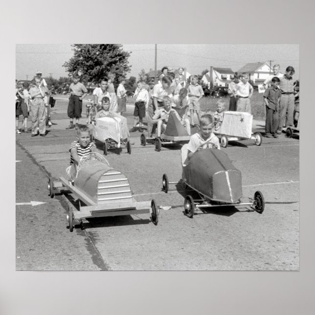 Soap Box Derby, 1940. Gammalt foto Poster (Framsidan)