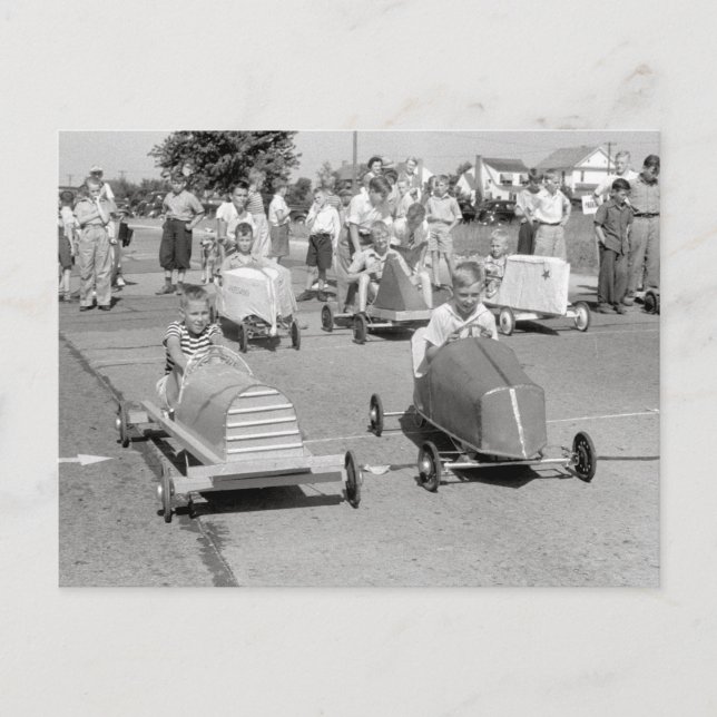 Soap Box Derby, 1940 Vykort (Framsida)