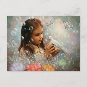 Soap Bubble Girl Vykort