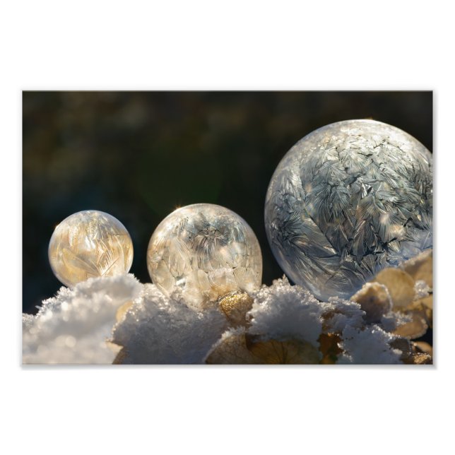Soap Bubbles Ice Crystal Winter Paperprint, fryst Fototryck (Framsidan)