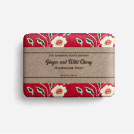 Soap Package Papper - vita blommor på rött Flygblad