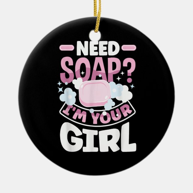 Soap Skapar Soap Maker Funny Julgransprydnad Keramik (Framsidan)