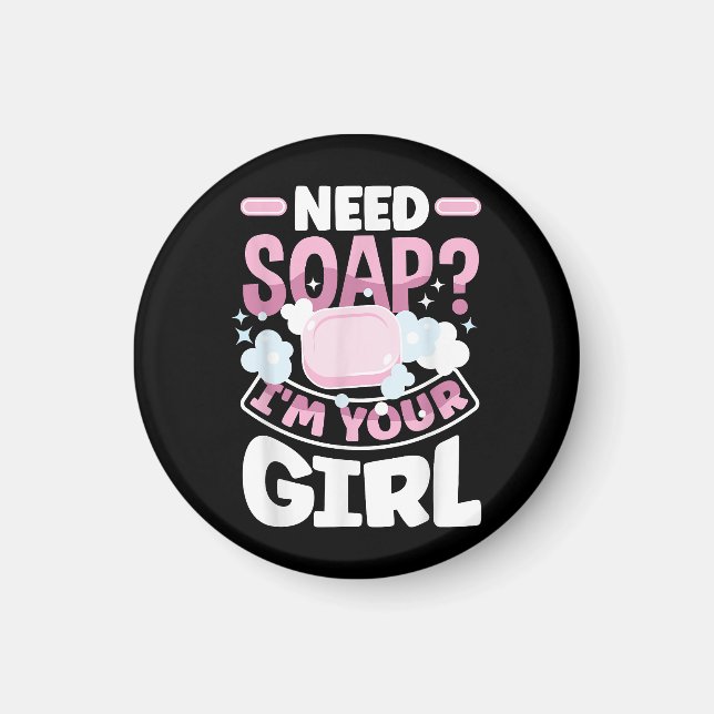 Soap Skapar Soap Maker Funny Magnet (Framsidan)