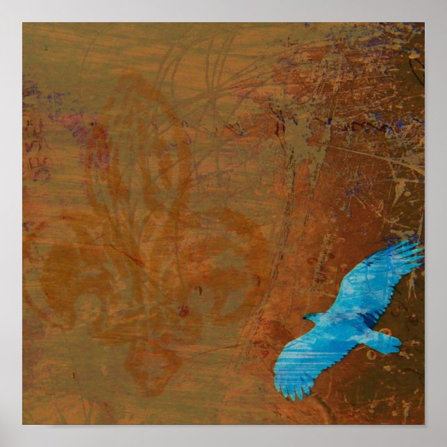 Soar Grunge Blue Vculture Poster (Framsidan)