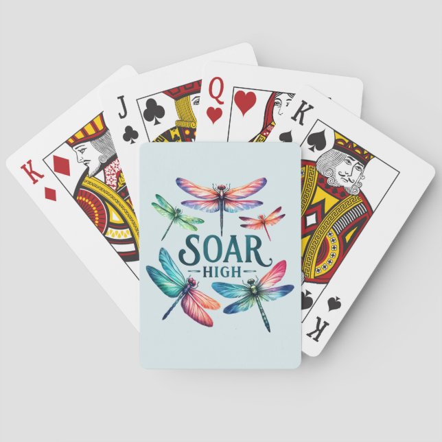 Soar High - Dragonfly Colorful Inspirational Casinokort (Baksidan)