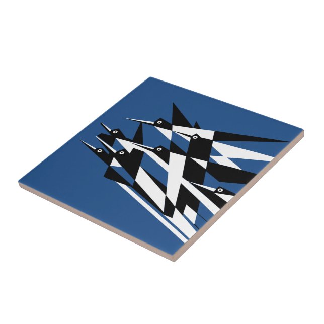 Soar till geometriska fåglar för framgångart déco kakelplatta (Sidan)