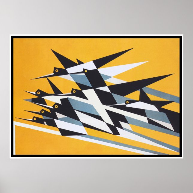 Soar to Success, Fåglar, Abstrakt, Geometric, Retr Poster (Framsidan)