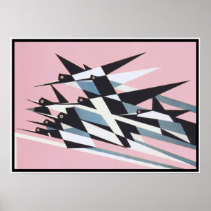 Soar to Success, Fåglar, Abstrakt, Geometric, Retr Poster