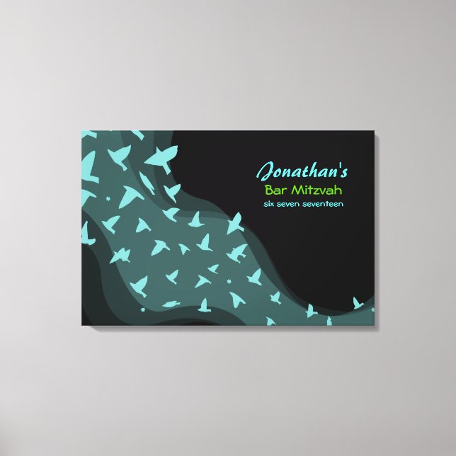 SOARDS BIRDS Fladdermus Pub Mitzvah Sign In Memory Canvastryck (Framsida)