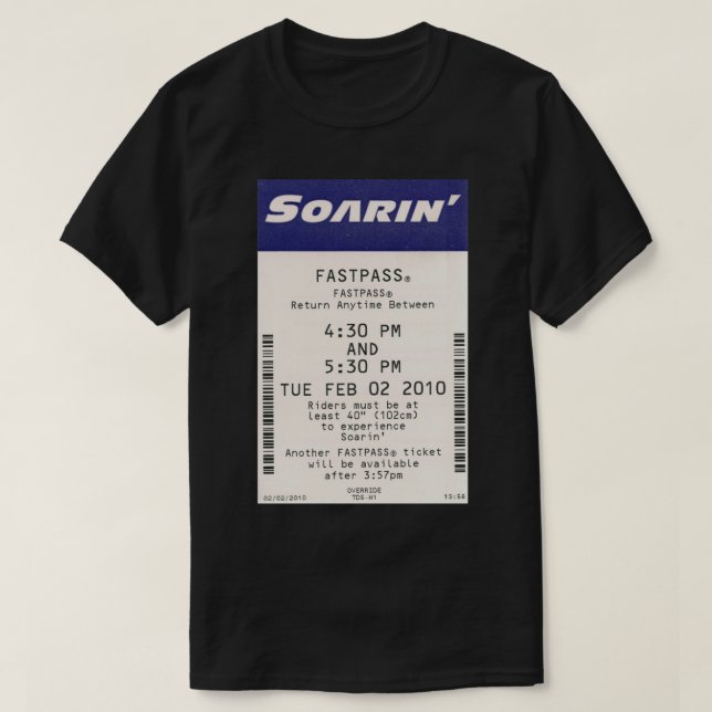 Soarin' Epcot Fastpass Sticker T Shirt (Design framsida)