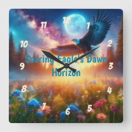 Soaring Eagles Dawn Horizon Fyrkantig Klocka