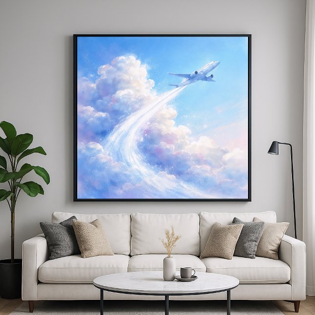 Soaring Plane - Pastel Painting Style Art Poster (Skapare uppladdad)