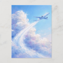 Soaring Plane - Pastel Painting Style Art Vykort
