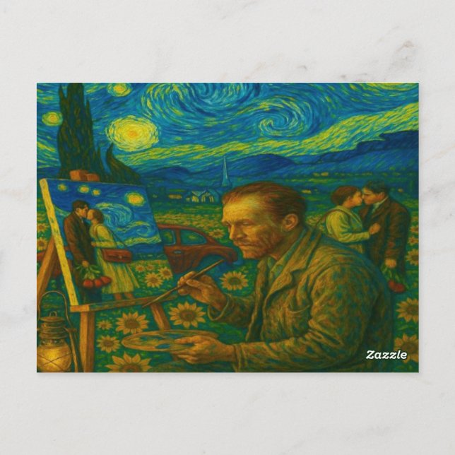 sob uma musa estrelada - under a starry muse vykort (Baksida)