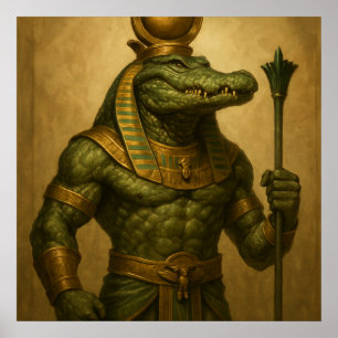 Sobek Poster - Egyptisk krokodilgud Art