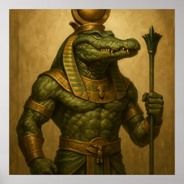 Sobek Poster - Egyptisk krokodilgud Art (Framsidan)