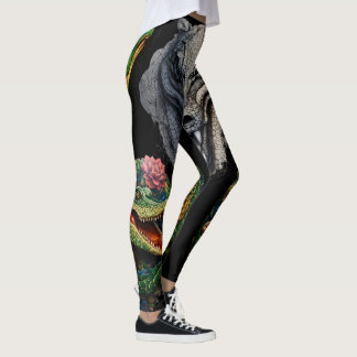 "Sobek's Serenity: Abstrakt Crokodile Head Tattoo" Leggings
