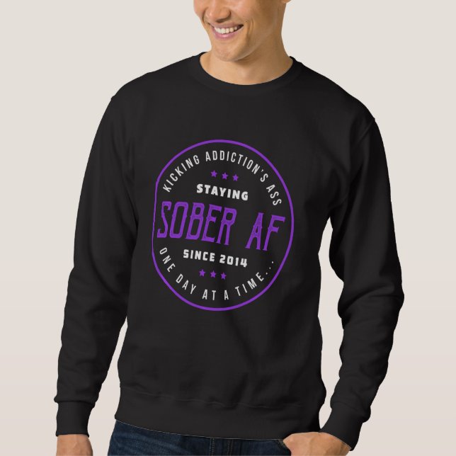 Sober AF sedan 2014 8 års tioårsdag Q Lång Ärmad Tröja (Framsida)