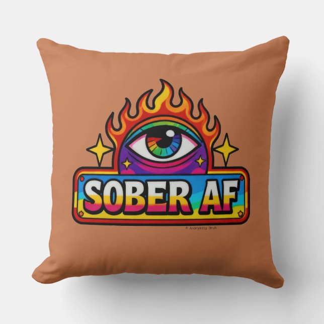 Sober AF - Throw Pillow Kudde (Framsida)
