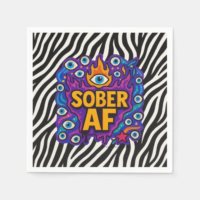 Sober AF - Zebramönster -  Pappersservett (Framsidan)