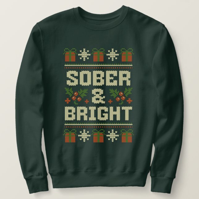 Sober and Bright Sobriety Ugly jul Lång Ärmad Tröja (Design framsida)