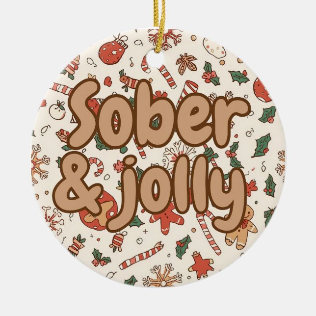 Sober christmas julgransprydnad keramik (Framsidan)