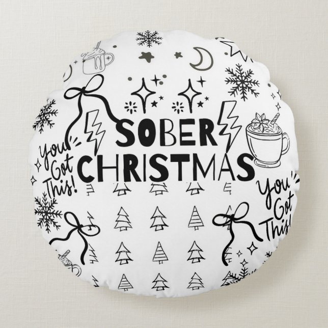 Sober christmas rund kudde (Framsidan)