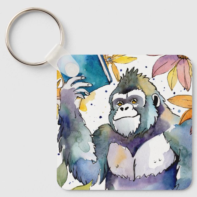 Sober Gorilla med anpassad Big Book AA-bön Nyckelring (Framsida)