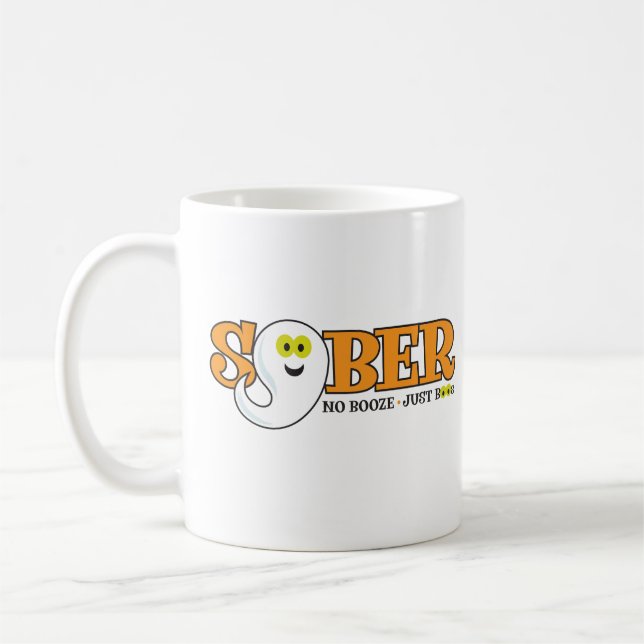 Sober Halloween med Cute Ghost Kaffemugg (Vänster)
