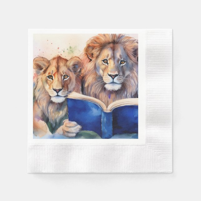 Sober Lejon och Unge Reading Big Bok Pappersservett (Framsidan)