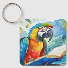 Sober Macaw Bird Reading Big Bok AA Prayer ANPASSN Nyckelring