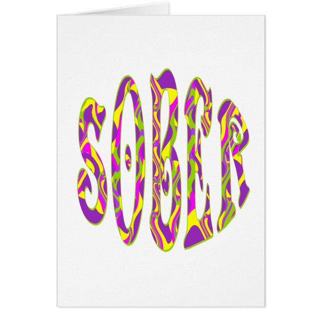 SOBER Retro 60's Art Psychedelic Hälsningskort (Framsidan)
