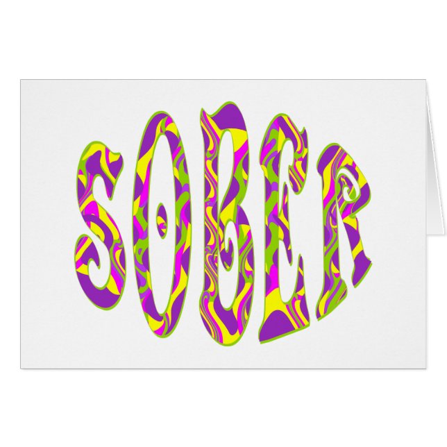 SOBER Retro 60's Art Psychedelic Hälsningskort (Framsidan Horizontal)