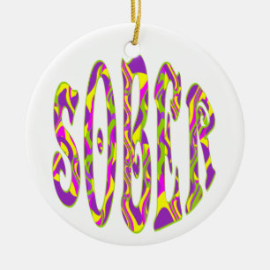 SOBER Retro 60's Art Psychedelic Julgransprydnad Keramik