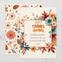 Sober Thanksgiving Cards with Fall Flowers Inbjudningar