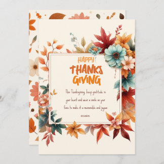 Sober Thanksgiving Cards with Fall Flowers Inbjudningar